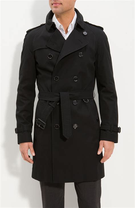 mens burberry raincoat black|burberry double breasted raincoat men's.